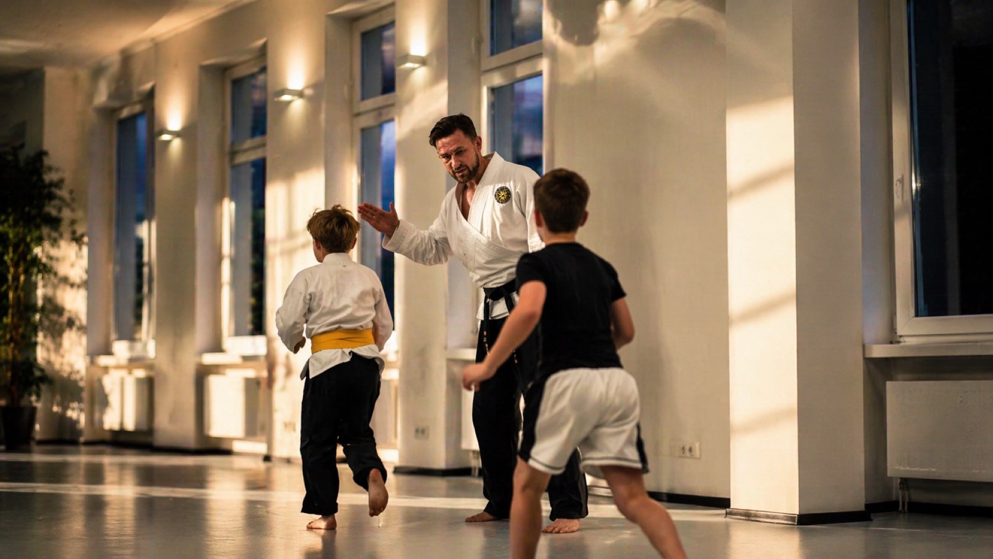 Kampfkunst fuer Kinder Kinder beim Kampfkunsttraining